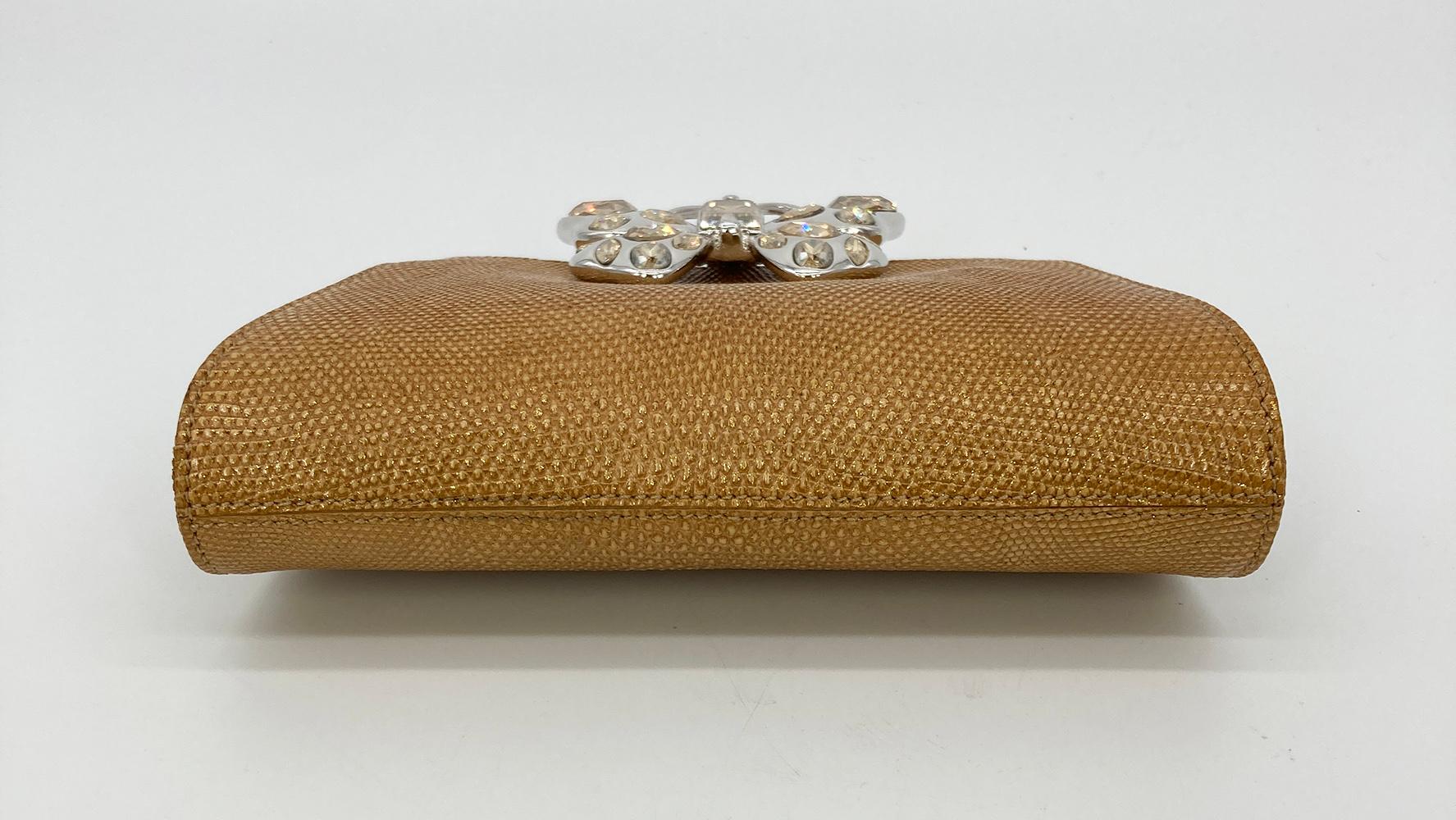 Judith Leiber Metallic Lizard Butterfly Clutch In Excellent Condition For Sale In Philadelphia, PA