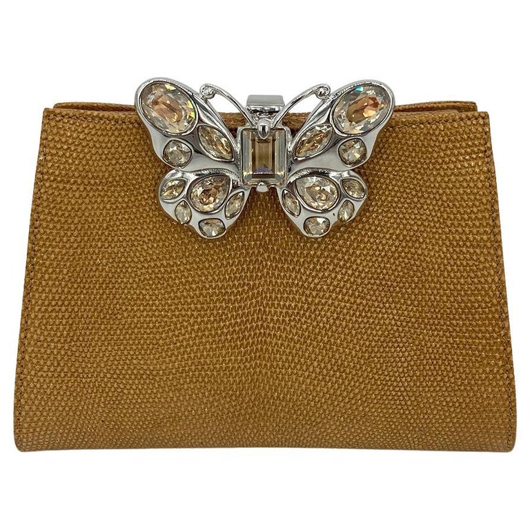 Judith Leiber Metallic Lizard Butterfly Clutch For Sale at 1stDibs