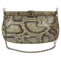 Judith Leiber Metallic Snakeskin Shoulder Bag with Silver Hardware