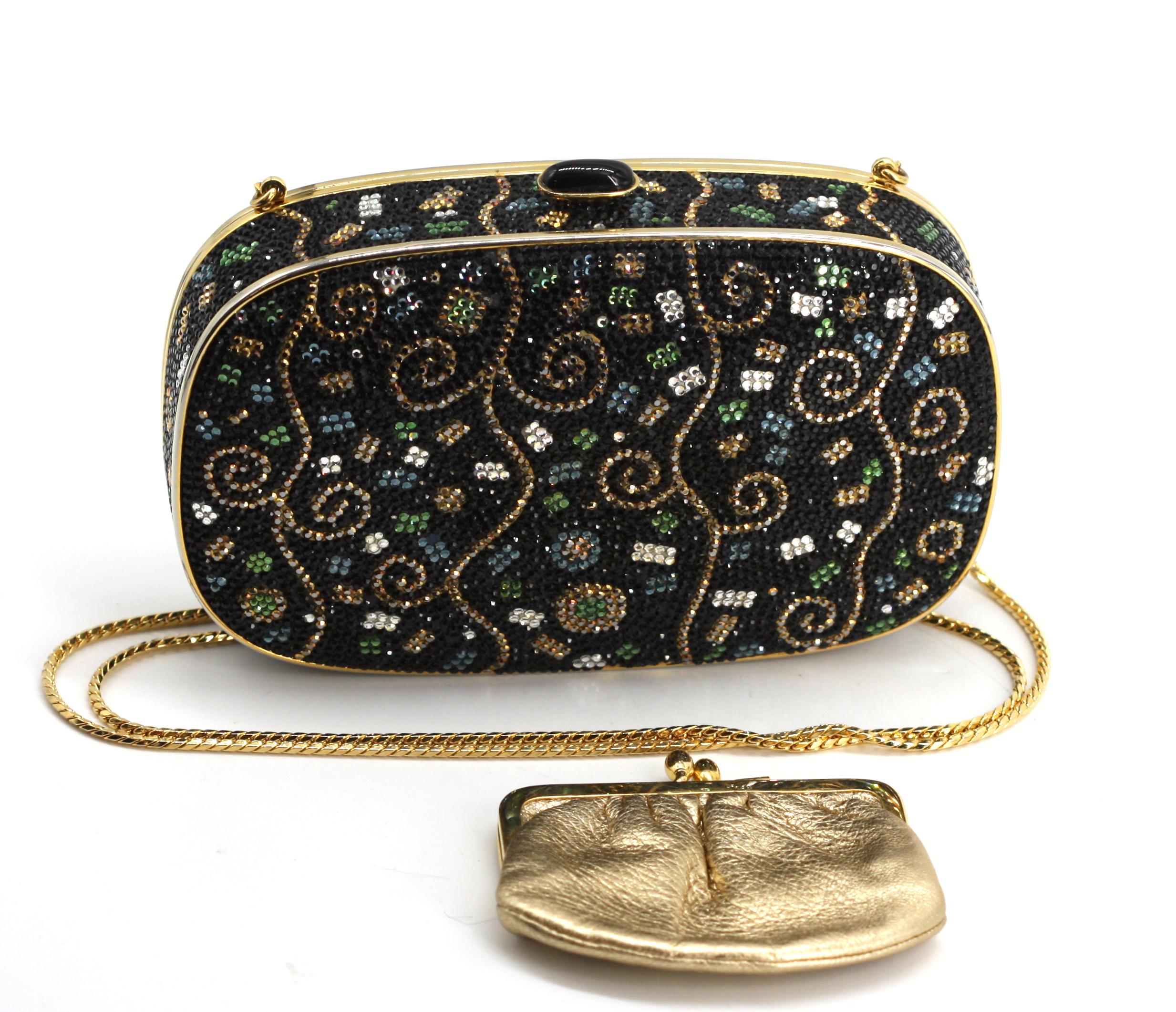 Black Judith Leiber Minaudiere Evening Bag For Sale