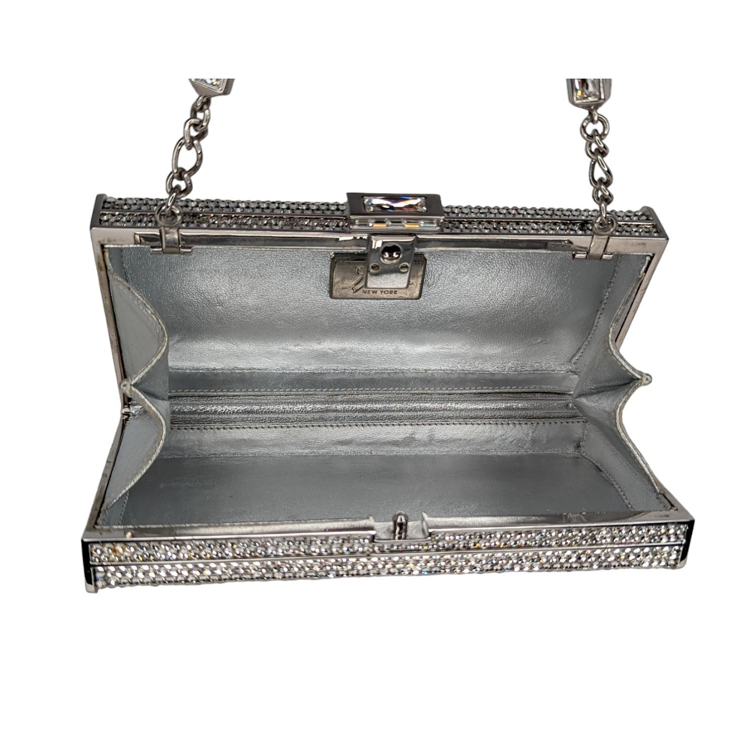Judith Leiber Mini Minaudiere Swarovski Crystal-Embellished Clutch Silver 1
