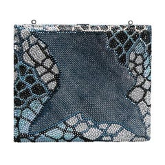 Judith Leiber Multicolor Swarovski Crystal and Textured Minaudiere Box Clutch