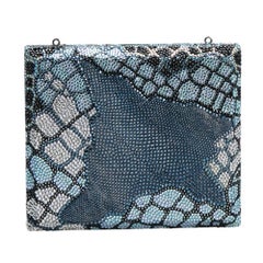 Judith Leiber Multicolor Swarovski Crystal Leather Minaudiere Box Clutch