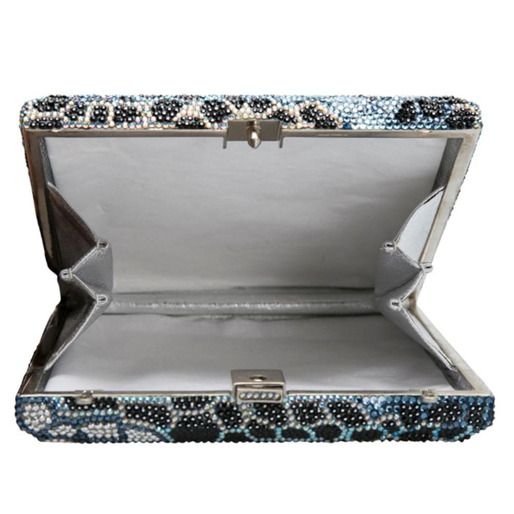Women's Judith Leiber Multicolor Swarovski Crystal Leather Minaudiere Box Clutch