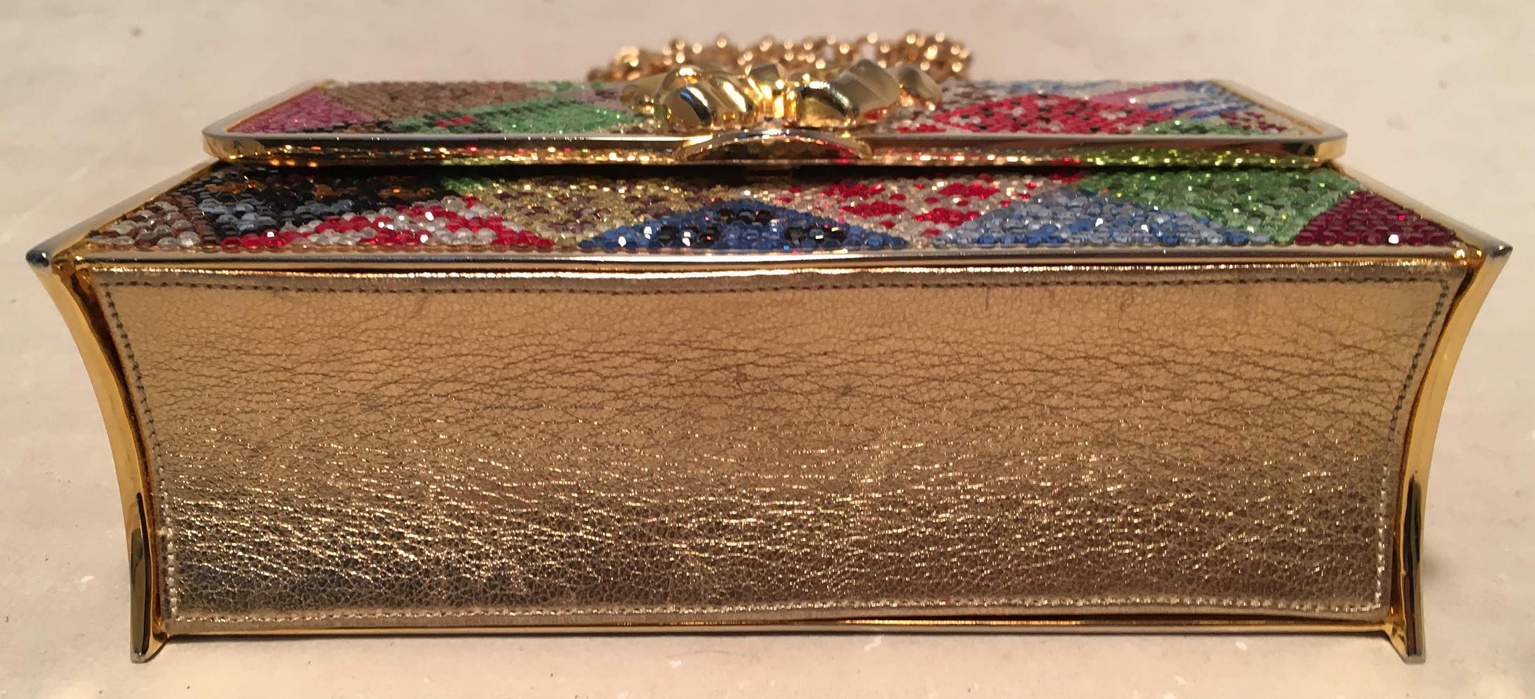 Women's Judith Leiber Multicolor Swarovski Crystal Top Flap Box Minaudiere Evening Bag