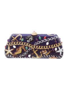 Judith Leiber New Nautical Swarovski Crystal Bead Evening Box Clutch Bag in Box