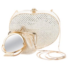 Judith Leiber NEW Swarovski Crystal Gold Chain Evening Clutch Shoulder Bag W/Box