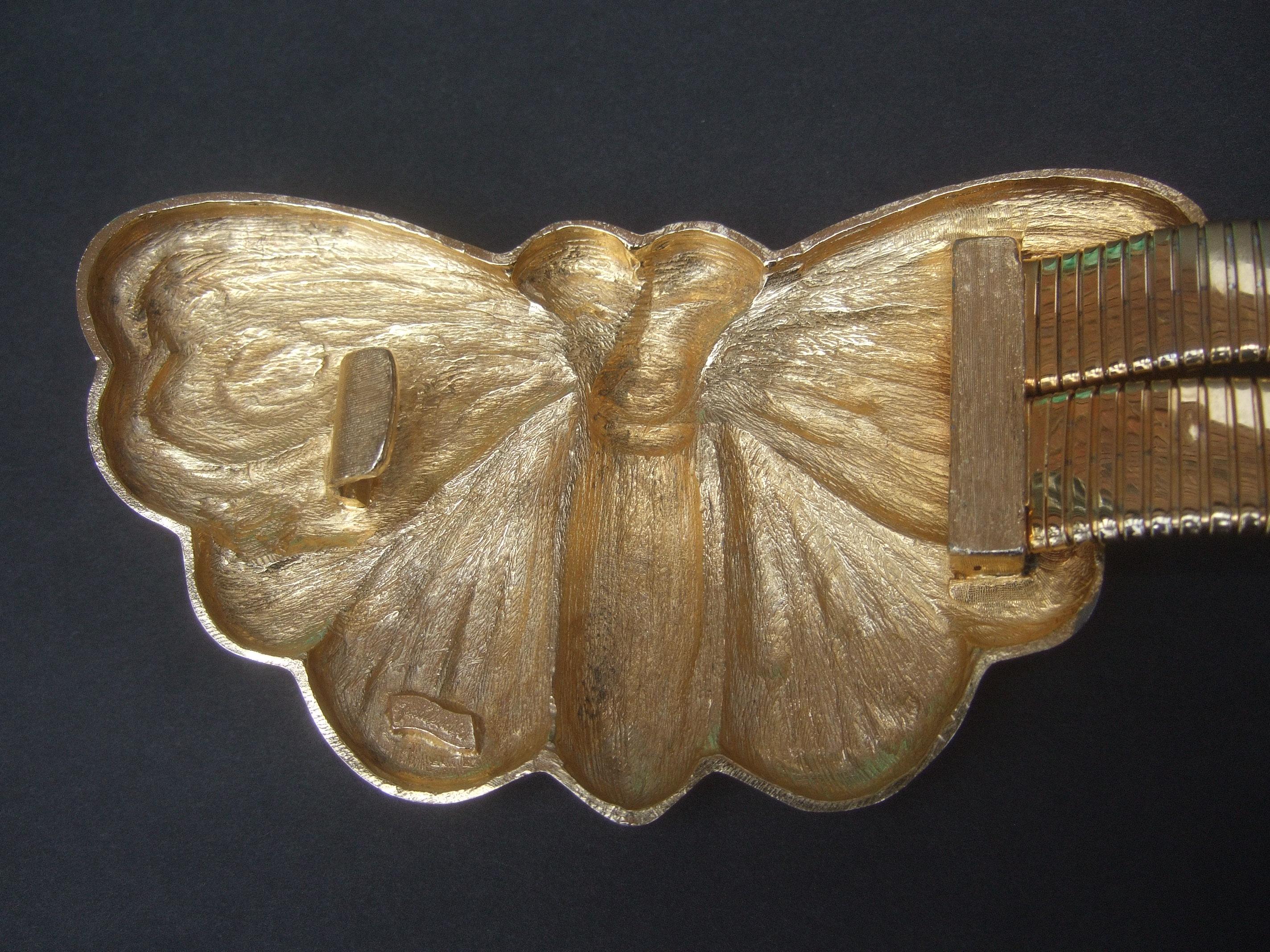 Judith Leiber Opulent Jeweled Large Scale Gilt Metal Butterfly Belt c 1980s For Sale 6