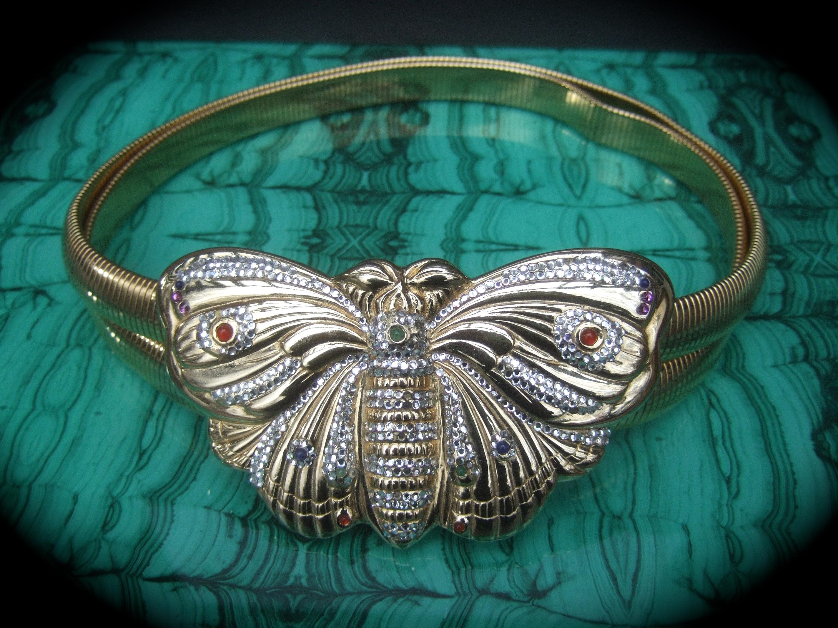Judith Leiber Opulent juwelenbesetzter, großformatiger, vergoldeter Schmetterlingsgürtel aus Metall, um 1980 (Braun) im Angebot