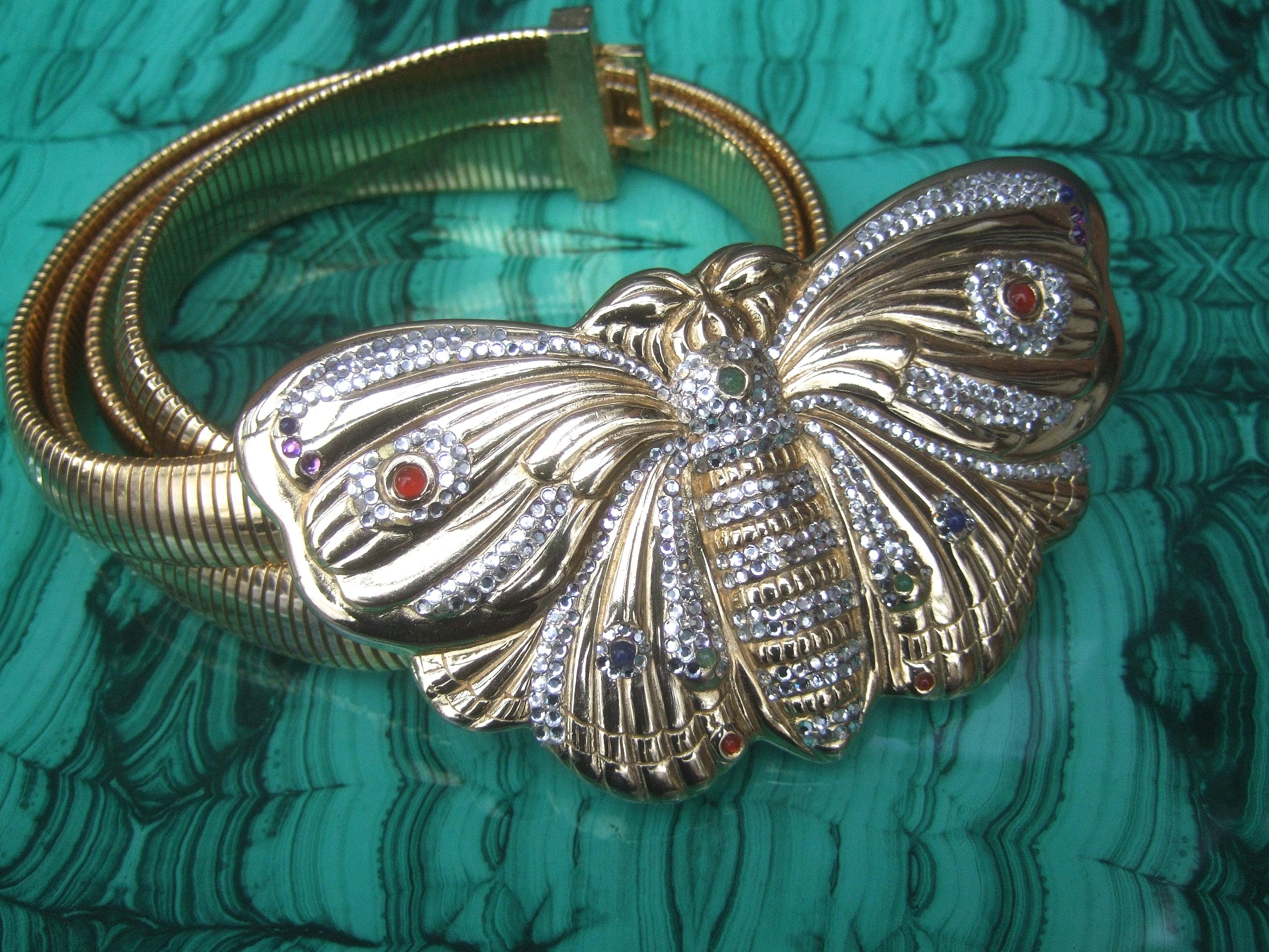 Judith Leiber Opulent juwelenbesetzter, großformatiger, vergoldeter Schmetterlingsgürtel aus Metall, um 1980 im Zustand „Gut“ im Angebot in University City, MO
