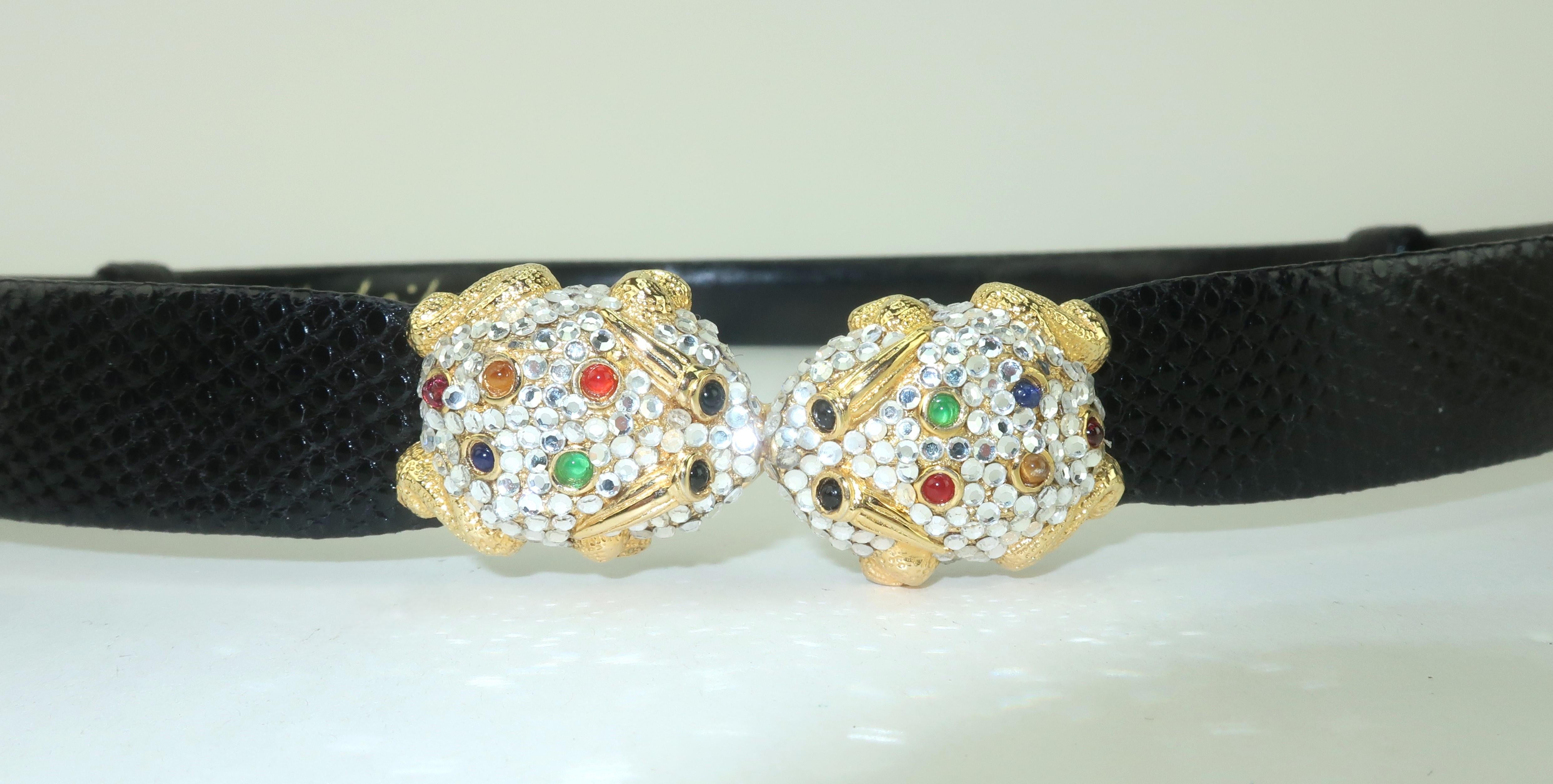 Women's Judith Leiber Pave Crystal Bejeweled Frog Belt