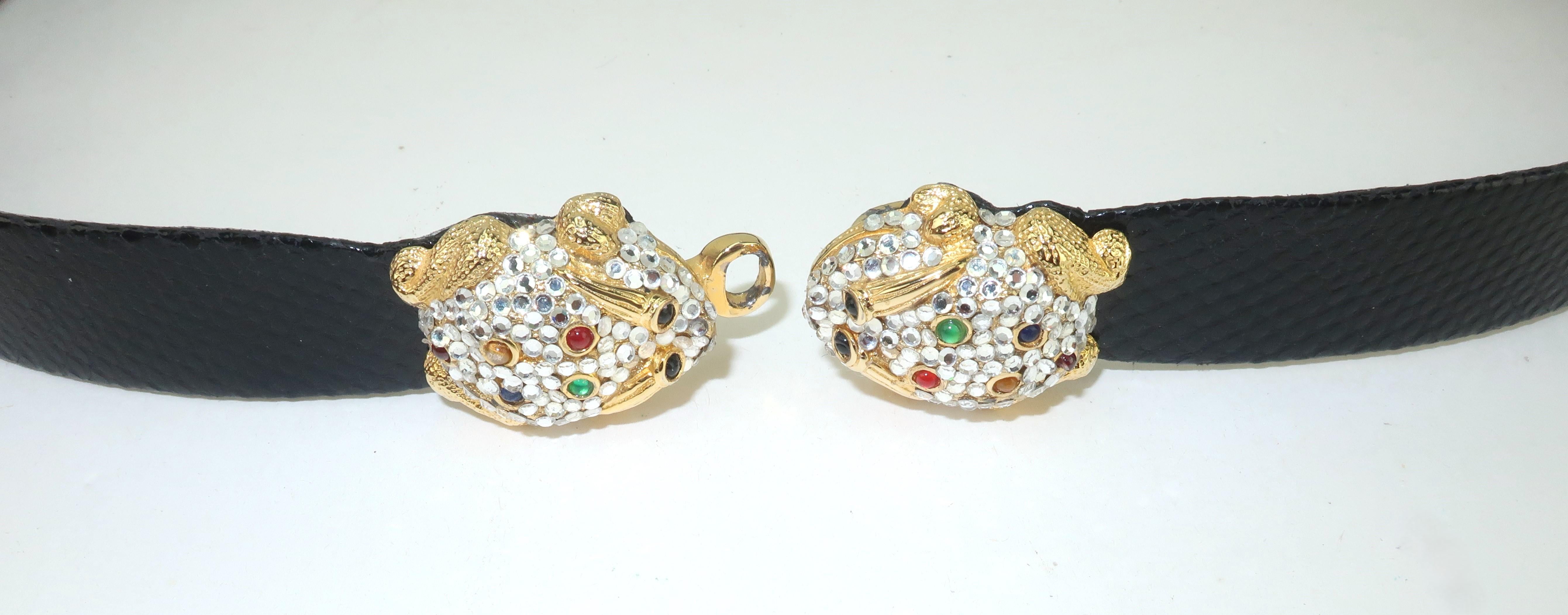 Judith Leiber Pave Crystal Bejeweled Frog Belt 3