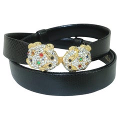 Vintage Judith Leiber Pave Crystal Bejeweled Frog Belt