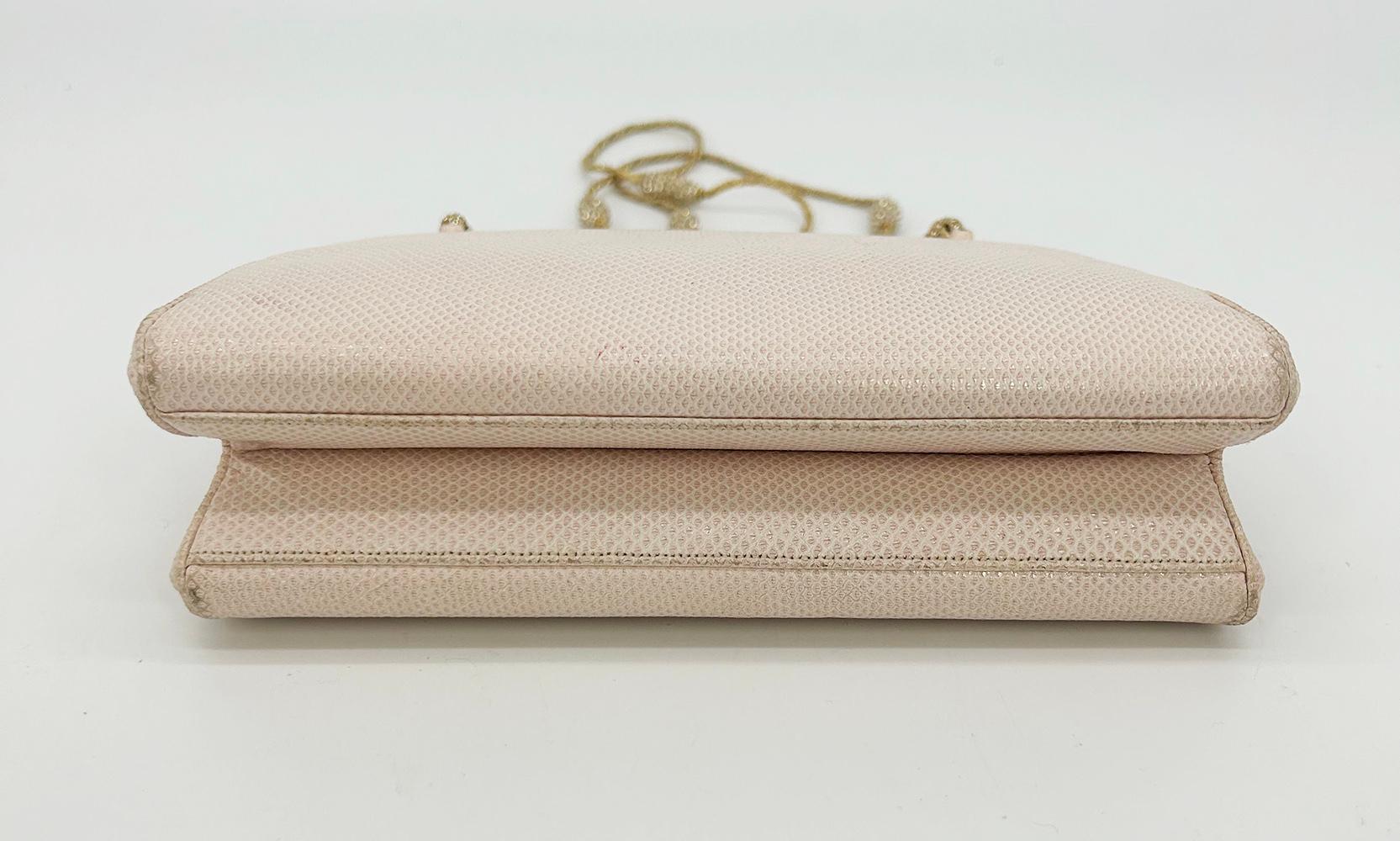 Women's Judith Leiber Pink Lizard Crystal Strap Bag For Sale