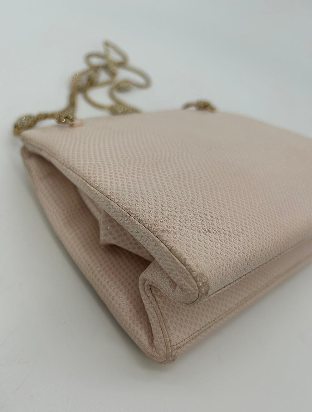 Judith Leiber Pink Lizard Crystal Strap Bag For Sale 2