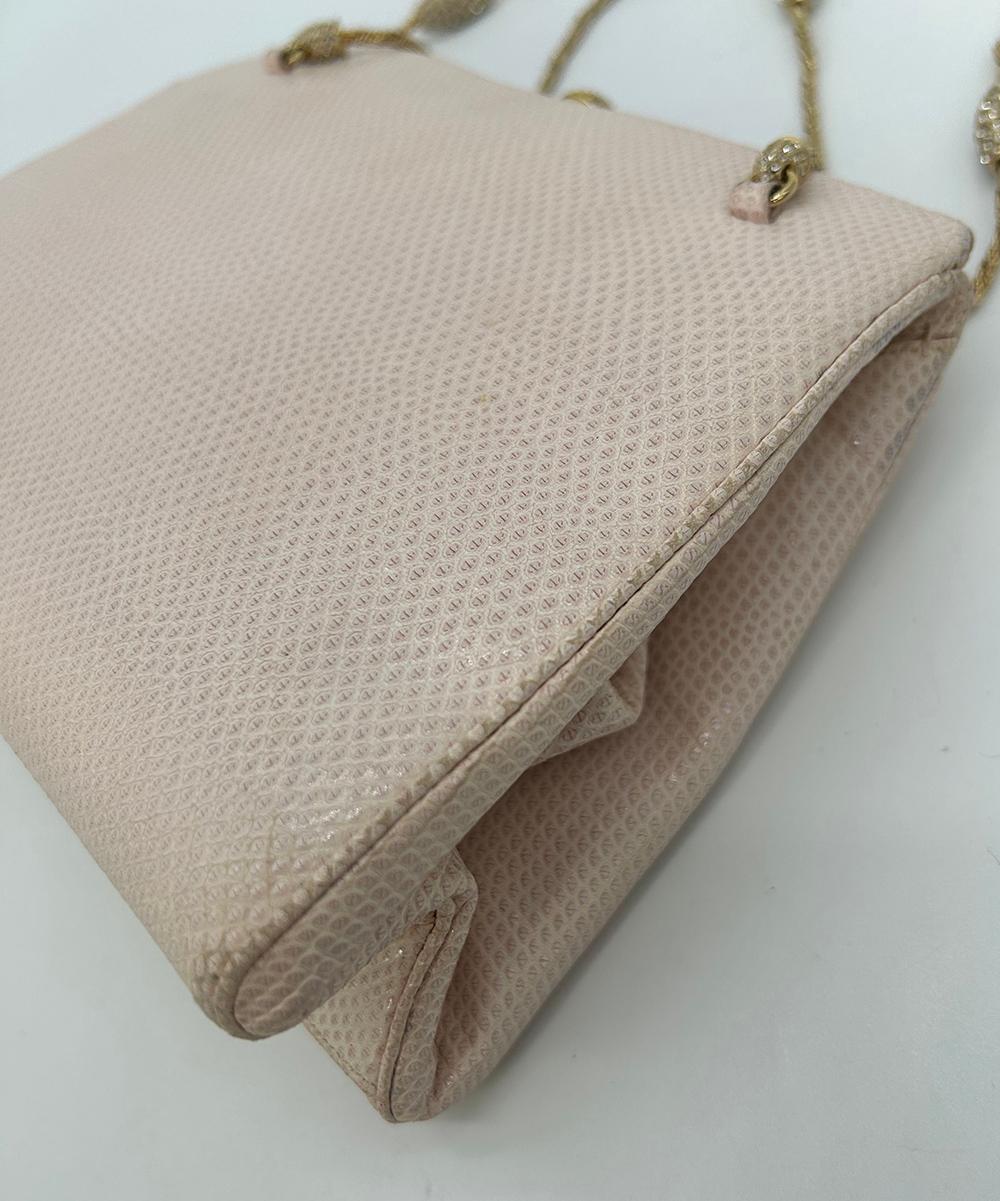 Judith Leiber Pink Lizard Crystal Strap Bag For Sale 3