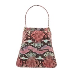 Judith Leiber Pink Python Gold Evening Small Mini Top Handle Satchel Flap Bag