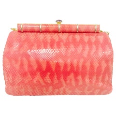 Judith Leiber Pink Python Shoulder Bag With Jeweled Clasp 
