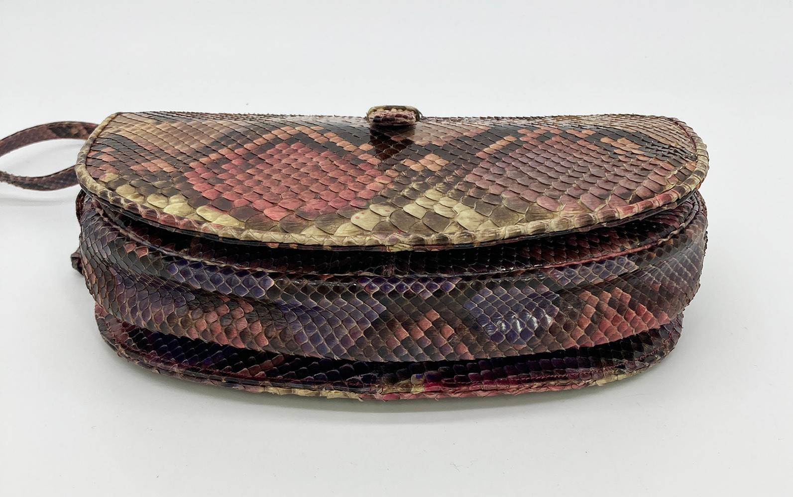 Judith Leiber Pink Python Snakeskin Shoulder Bag 2