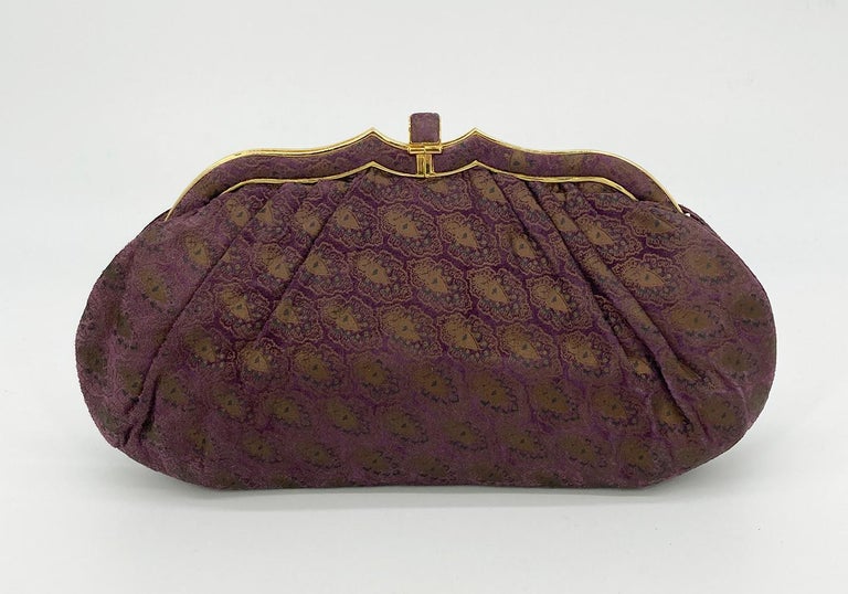 Judith Leiber Purple Embossed Suede Clutch For Sale at 1stDibs