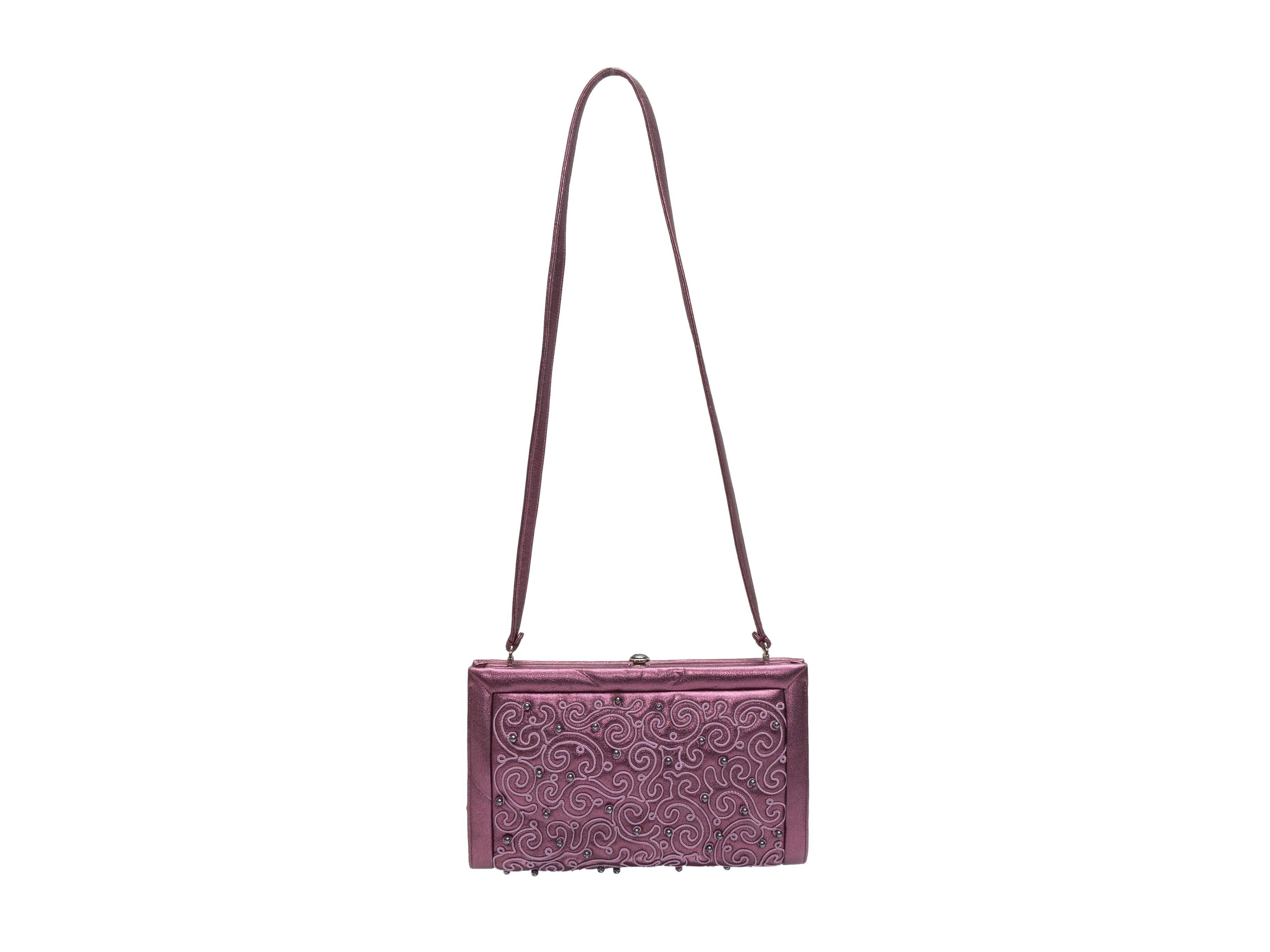 Judith Leiber Purple Embroidered Metallic Leather Mini Bag 4