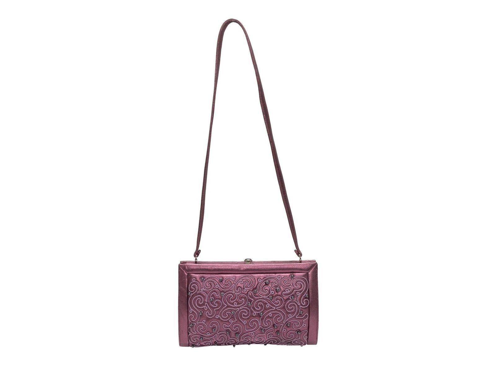 Judith Leiber Purple Embroidered Metallic Leather Mini Bag 1