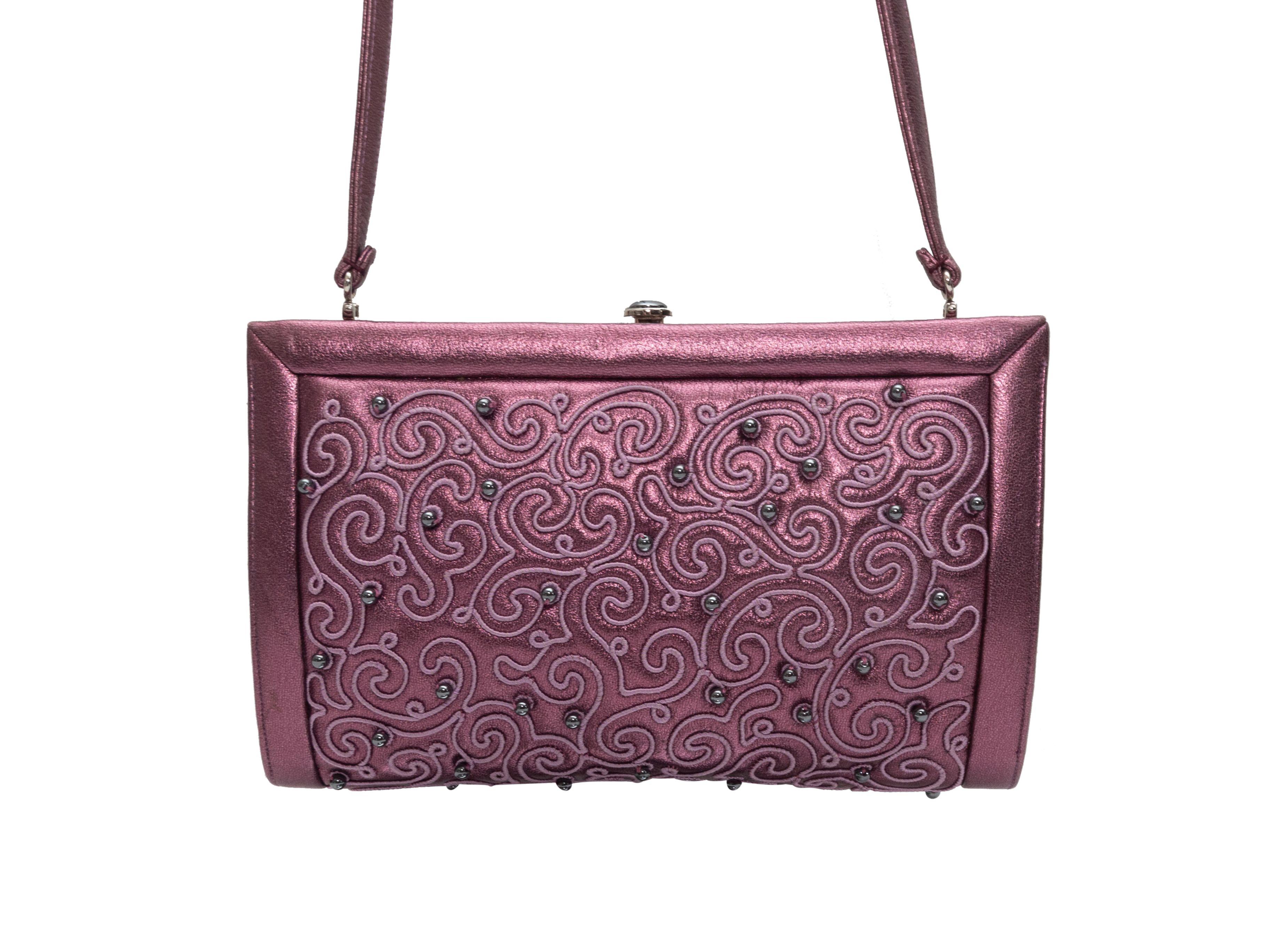 Judith Leiber Purple Embroidered Metallic Leather Mini Bag 2