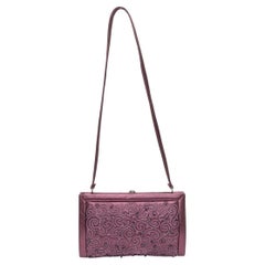 Judith Leiber Purple Embroidered Metallic Leather Mini Bag