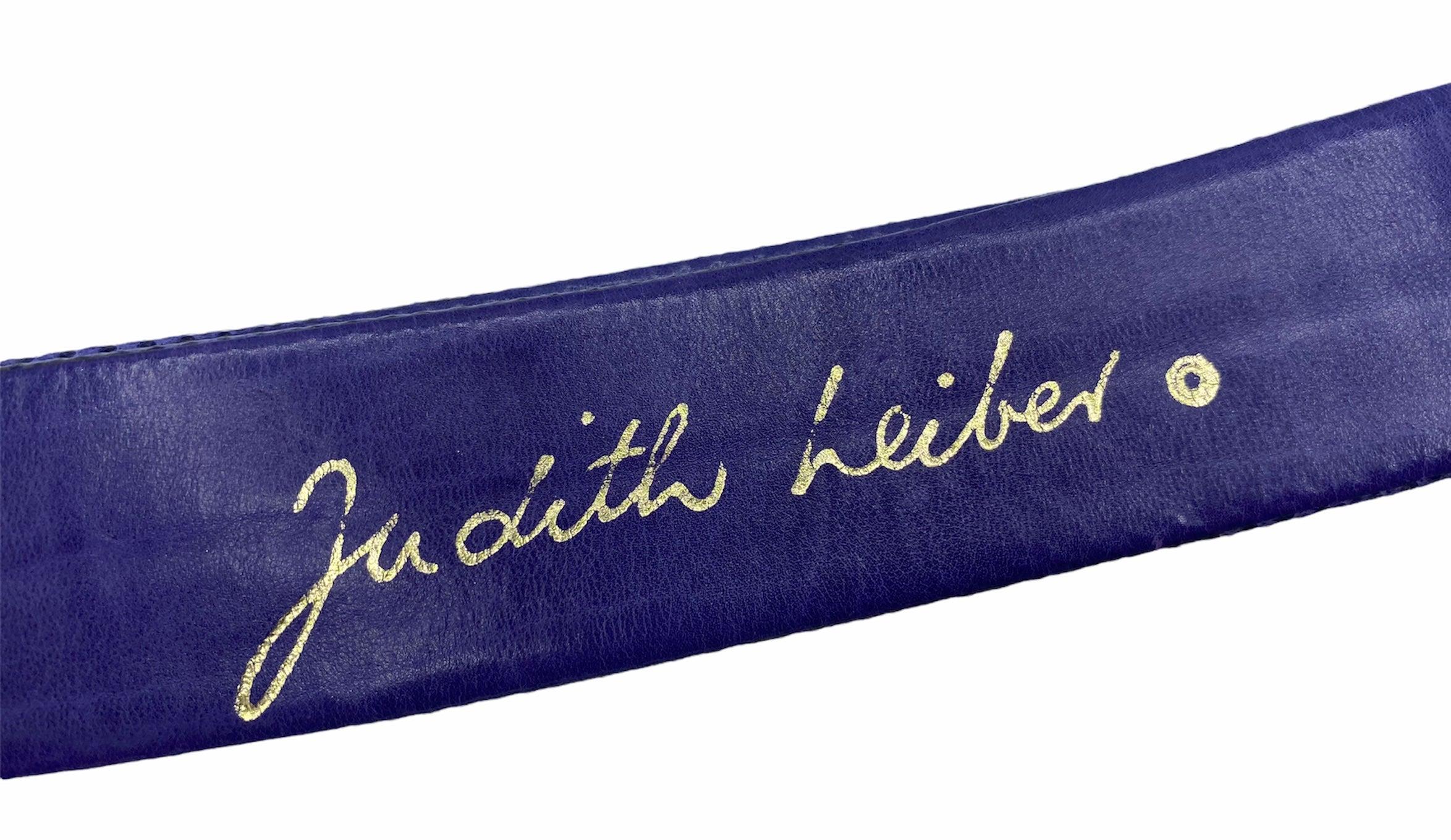 Black Judith Leiber Purple Lizard Belt with Amethyst and Rose Quartz, 1980s For Sale