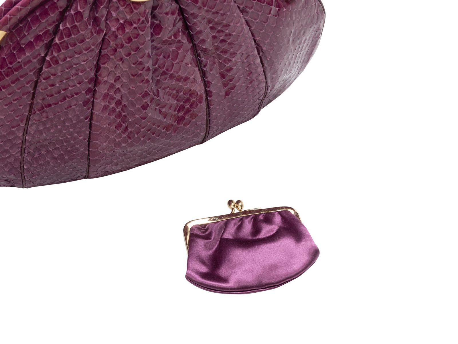 Judith Leiber Purple Snakeskin Frame Clutch In Good Condition In New York, NY