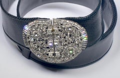 Judith Leiber Python Skin Belt with rhinestone