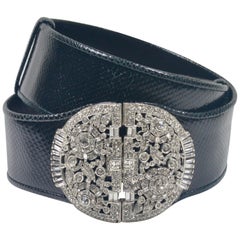 Judith Leiber Python Skin Belt with rhinestone