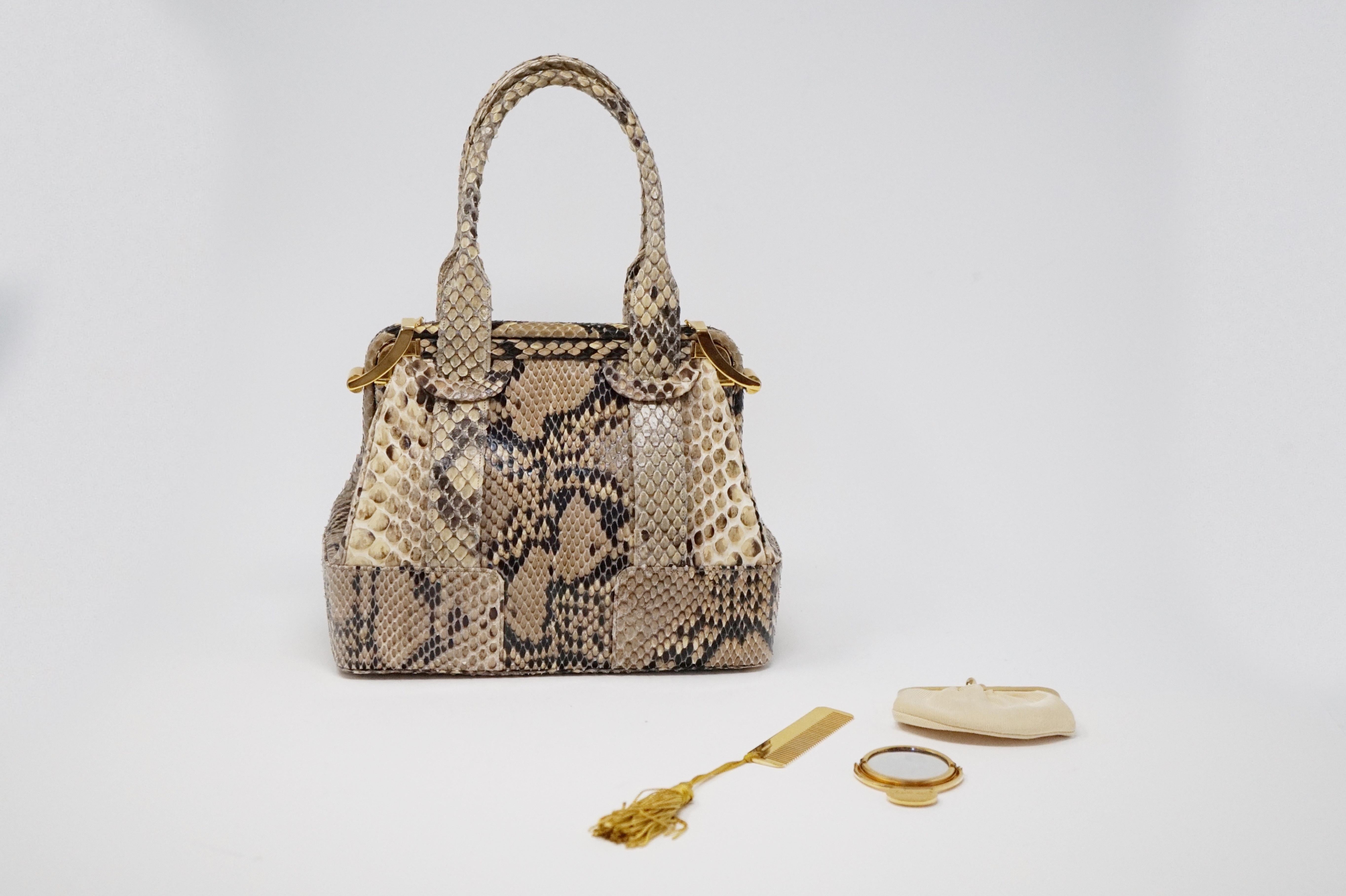 Judith Leiber Python Structured Frame Bag with Trio of Accessories For Sale 6