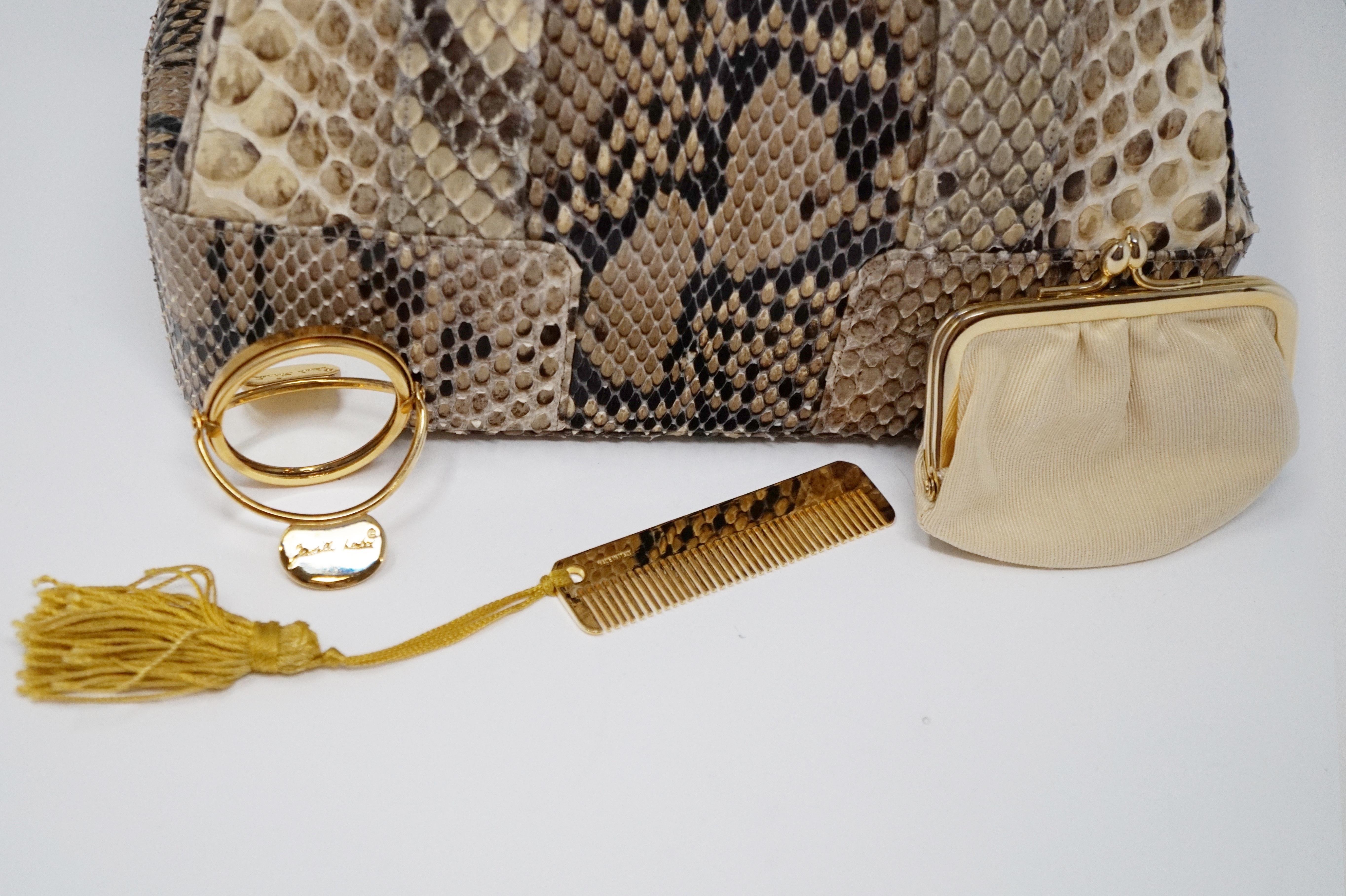 Judith Leiber Python Structured Frame Bag with Trio of Accessories For Sale 9