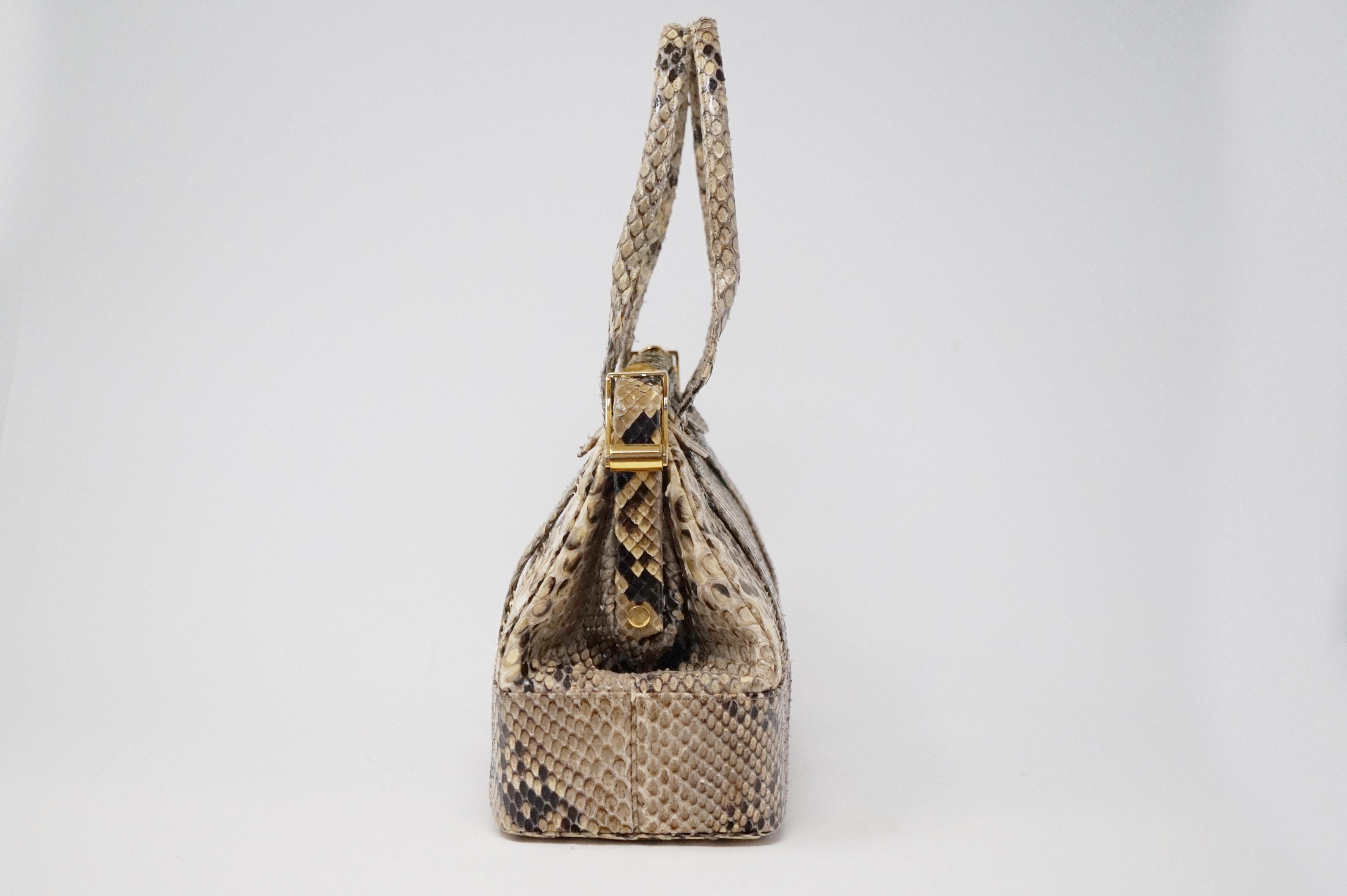Judith Leiber Python Structured Frame Bag with Trio of Accessories In Good Condition For Sale In Los Angeles, CA