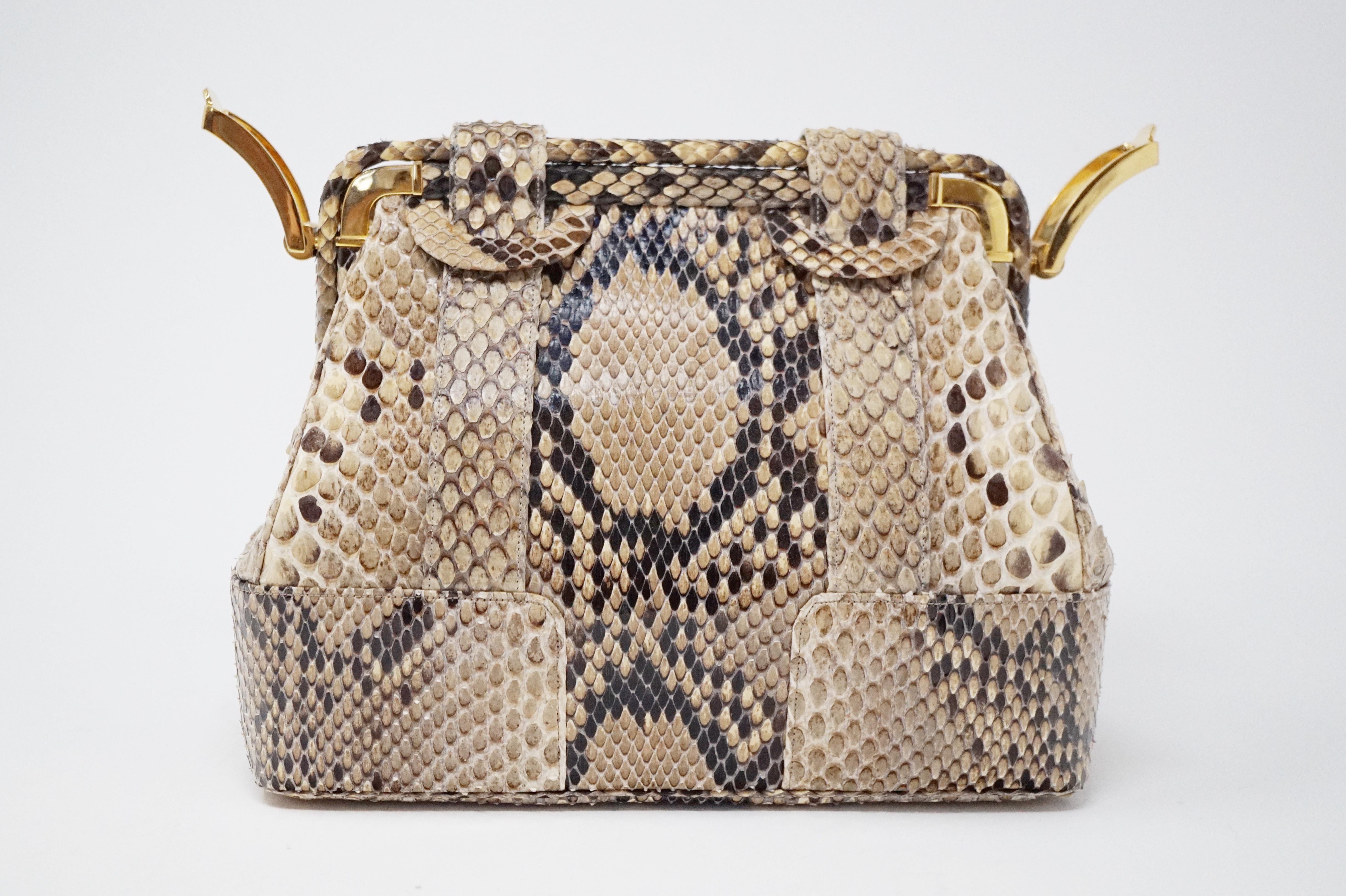 Judith Leiber Python Structured Frame Bag with Trio of Accessories For Sale 2