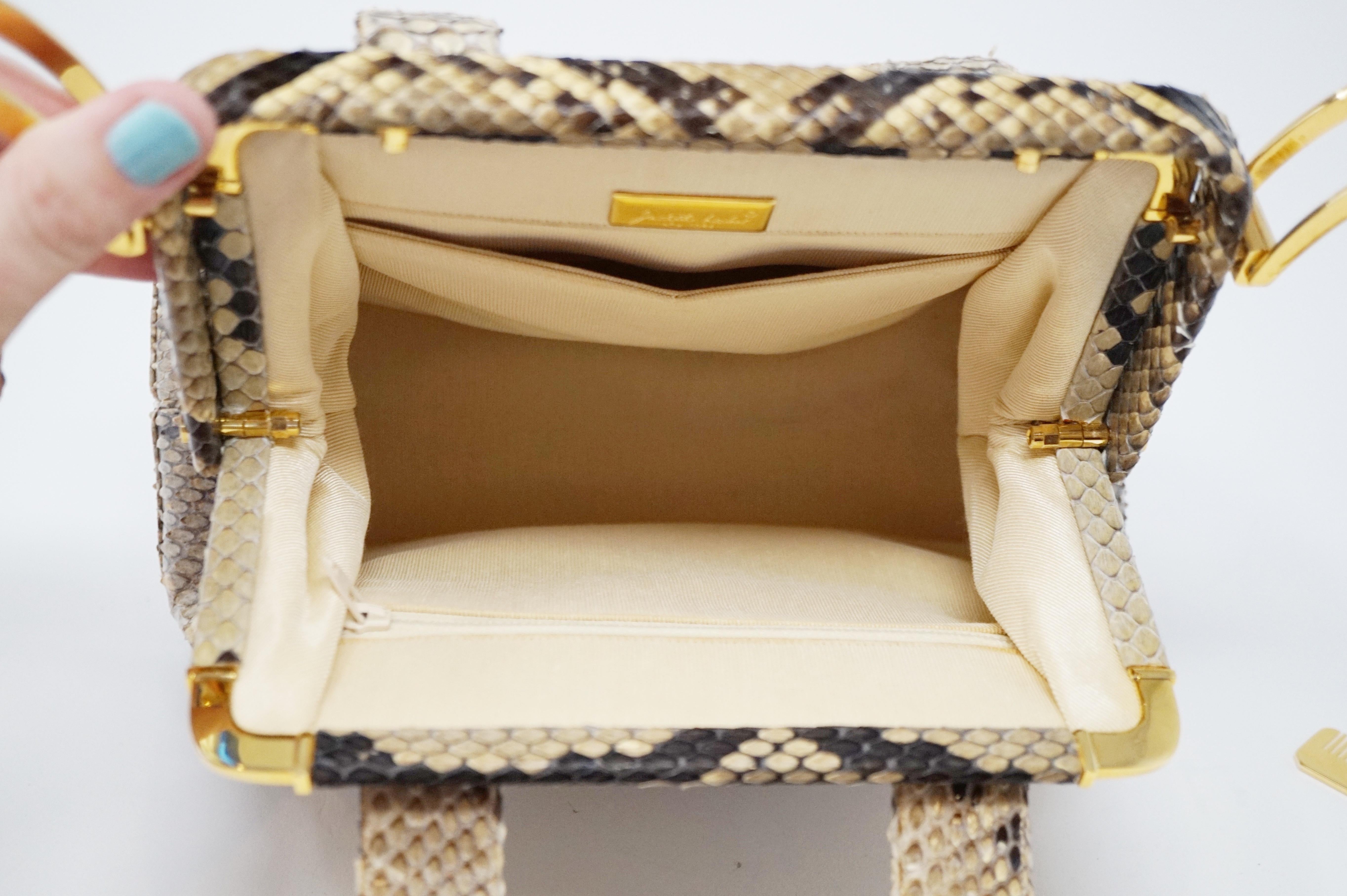 Judith Leiber Python Structured Frame Bag with Trio of Accessories For Sale 4