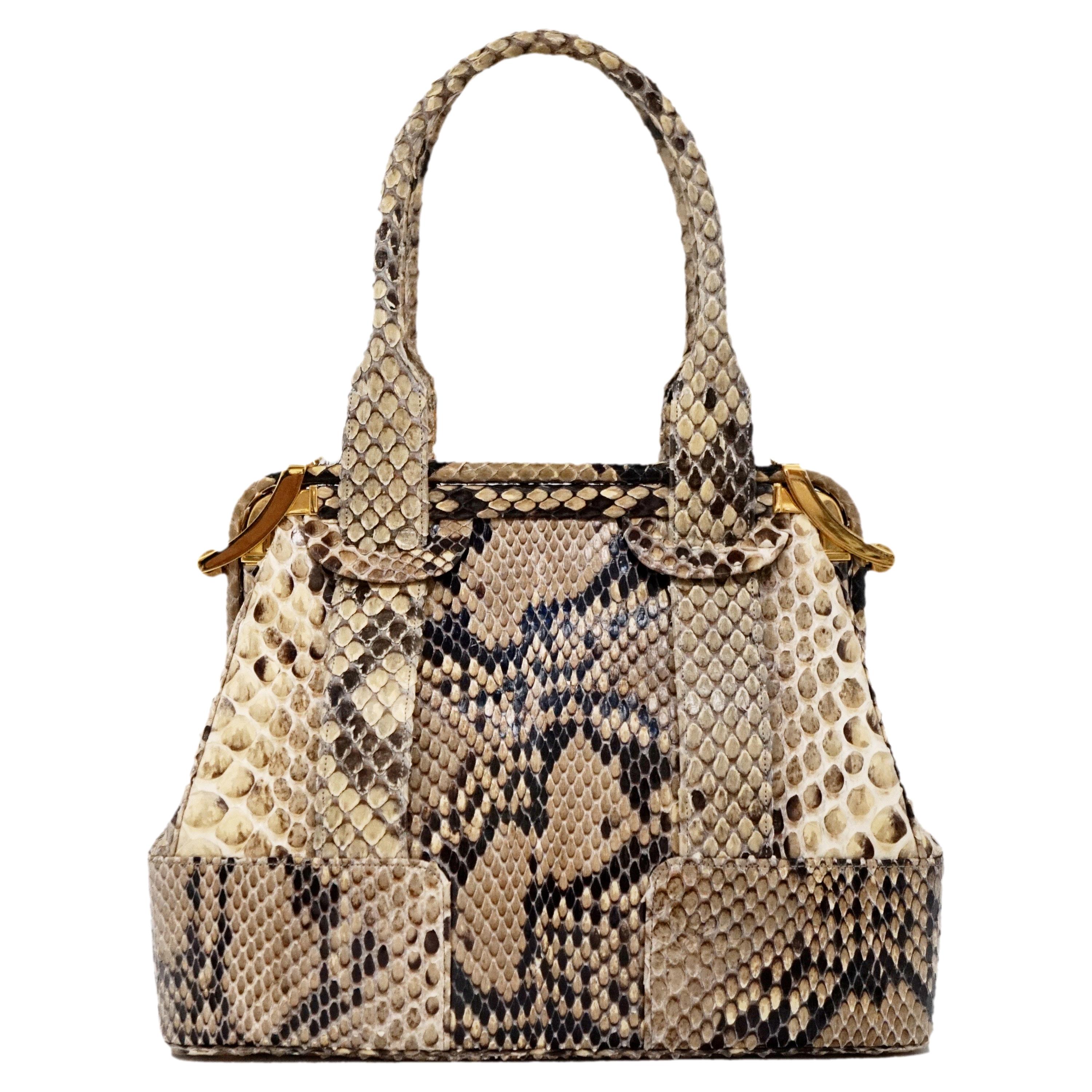 Judith Leiber Python Structured Frame Bag with Trio of Accessories For Sale