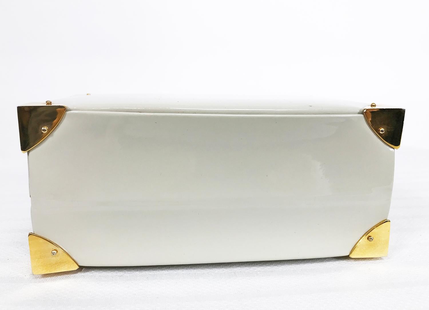 Judith Leiber Seltene 1960er Taupe Lackleder Anzug Case Mini Handtasche 3
