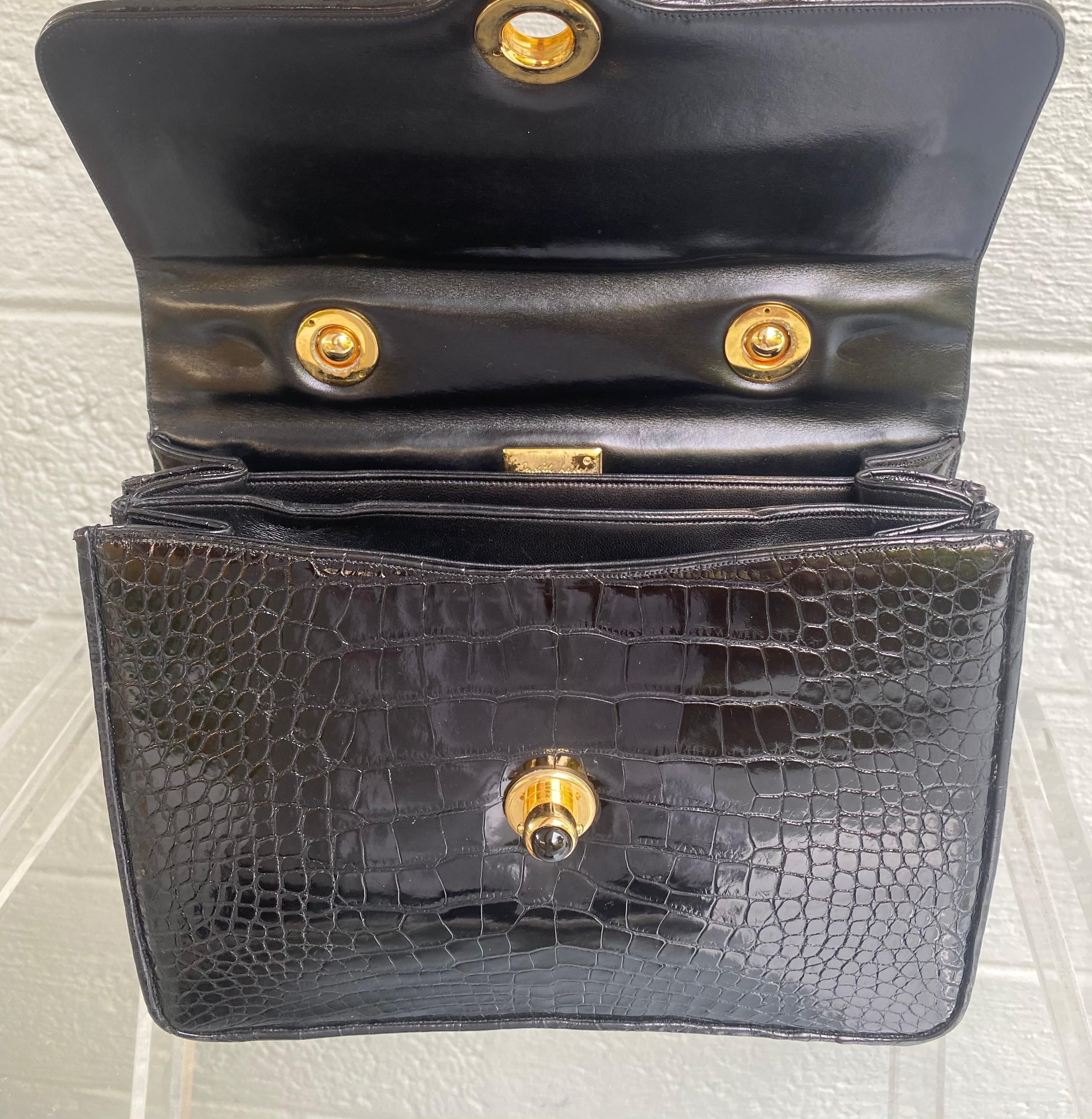 Judith Leiber Rare sac à rabat Kelly vintage en alligator en vente 3