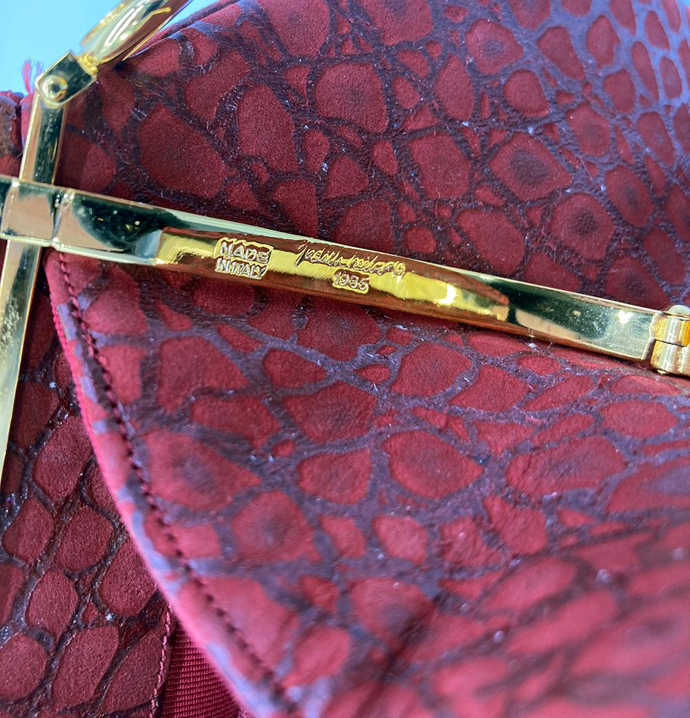 Judith Leiber Red Embossed Alligator Clutch For Sale 7