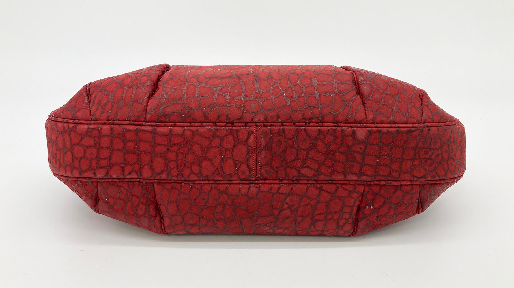 Judith Leiber Red Embossed Alligator Clutch For Sale 2