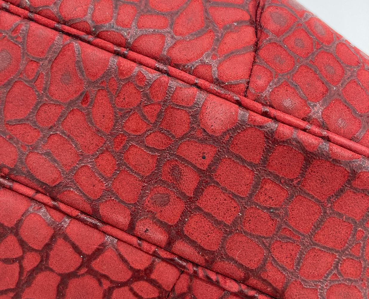 Judith Leiber Red Embossed Alligator Clutch For Sale 3