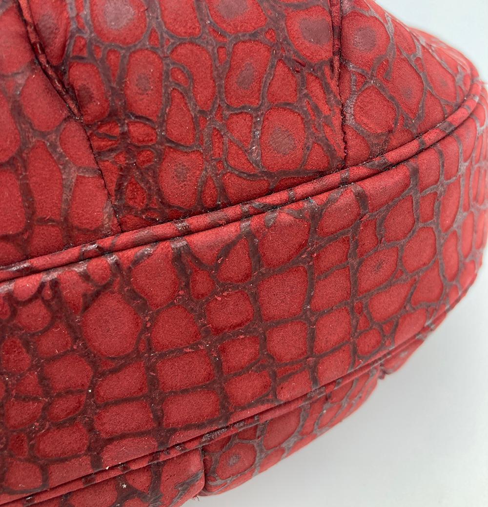 Judith Leiber Red Embossed Alligator Clutch For Sale 4