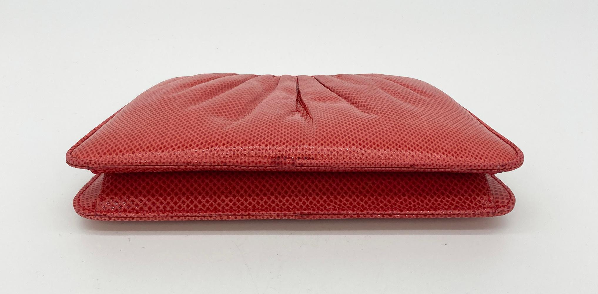 Women's Judith Leiber Red Lizard Small Shoulder Bag For Sale