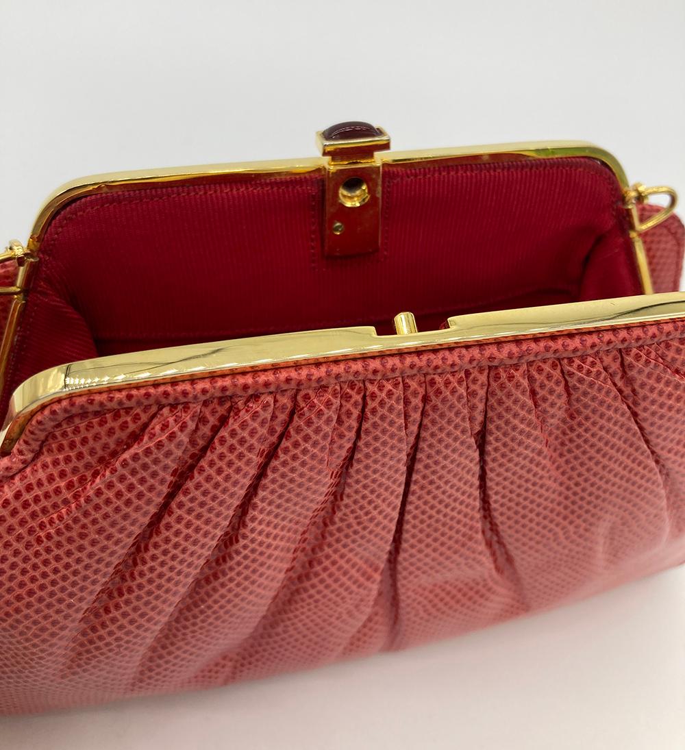 Judith Leiber Red Lizard Small Shoulder Bag For Sale 4