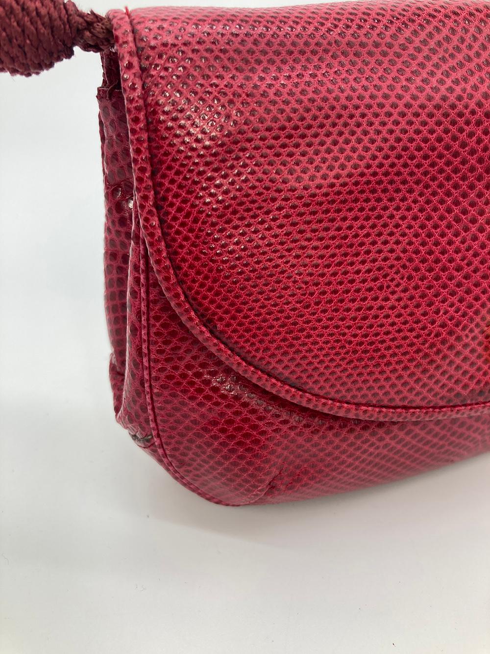 Women's Judith Leiber Red Lizard Tassel Charm Strap Clutch Shoulder Bag For Sale