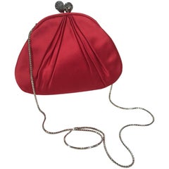 Judith Leiber Red Satin Clutch
