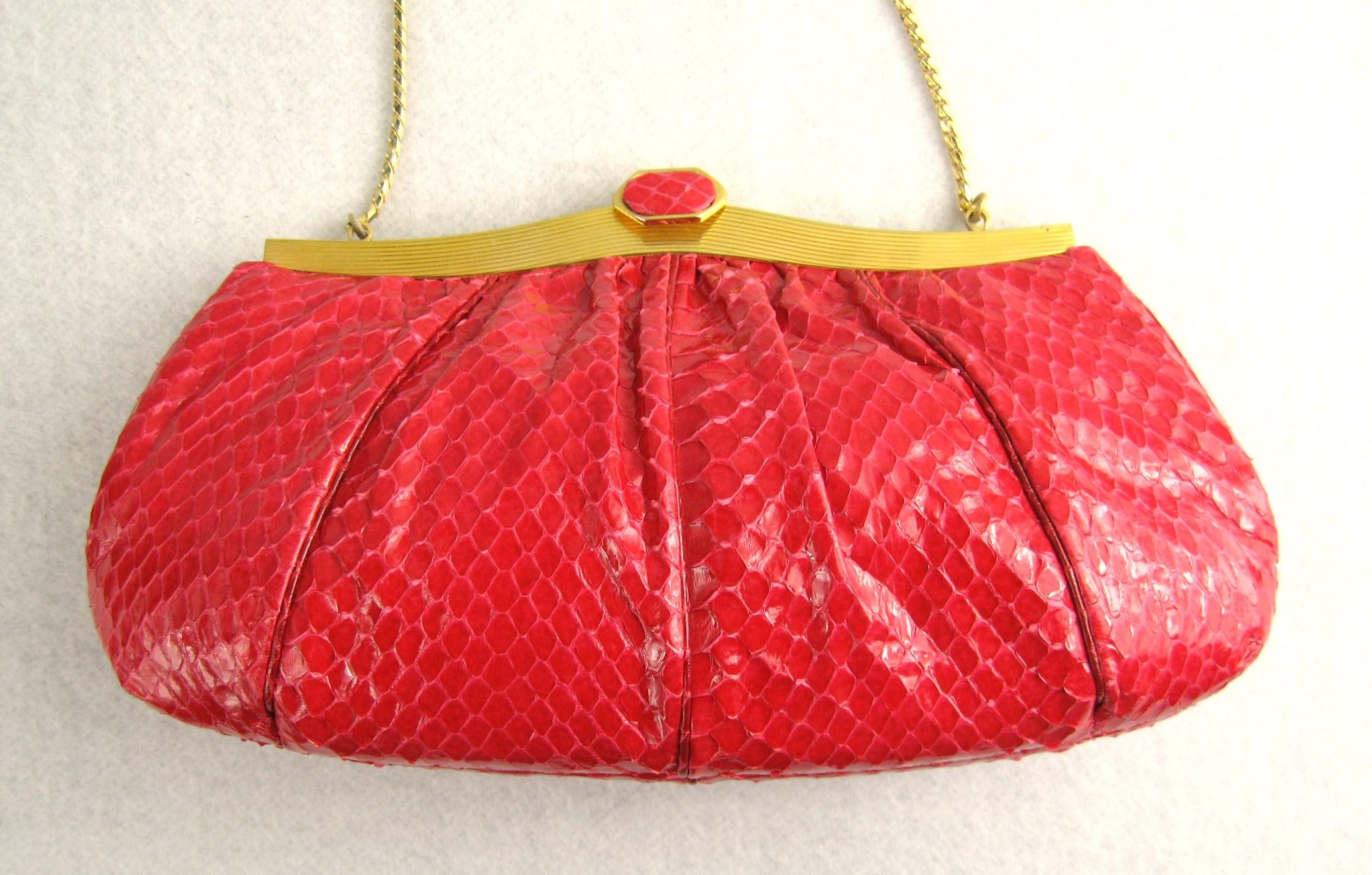 red snake skin bag