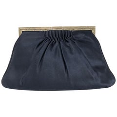 Judith Leiber Satin Navy Clutch Judith Leiber Satin Navy Clutch